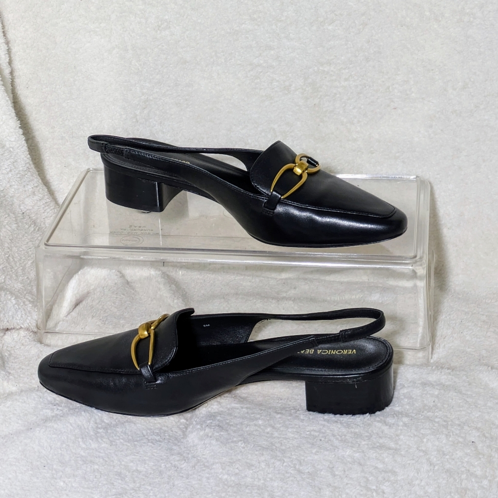 Women's Veronica Beard Casie Slingback Pump, Black, Gold Hardware, EUC 8M no box - Picture 3 of 14